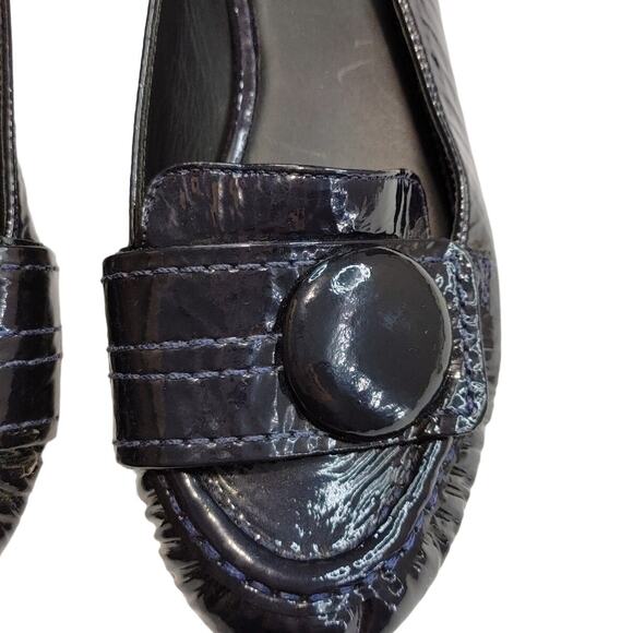 Kate Spade New York Patent Leather Whipstitch Trim Loafers Black Womens Size 7.5 - Picture 3 of 10